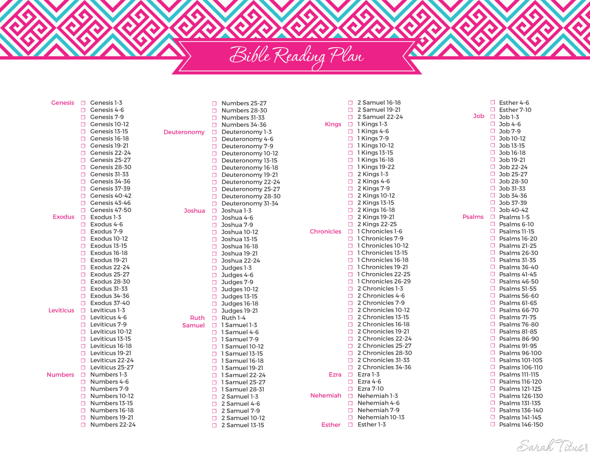 Must Have: Bible Reading Plan - Sarah Titus pertaining to Free Printable Bible Reading Schedule