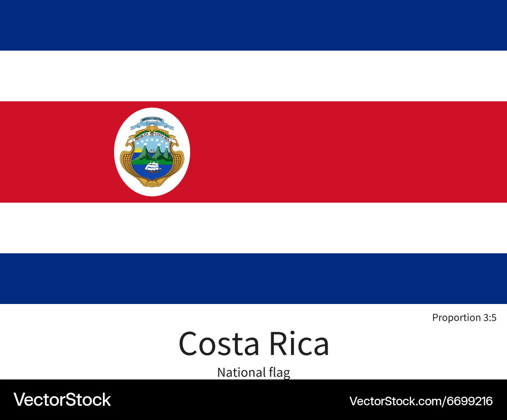 National Flag Of Costa Rica With Correct Vector Image within Printable Costa Rican Flag