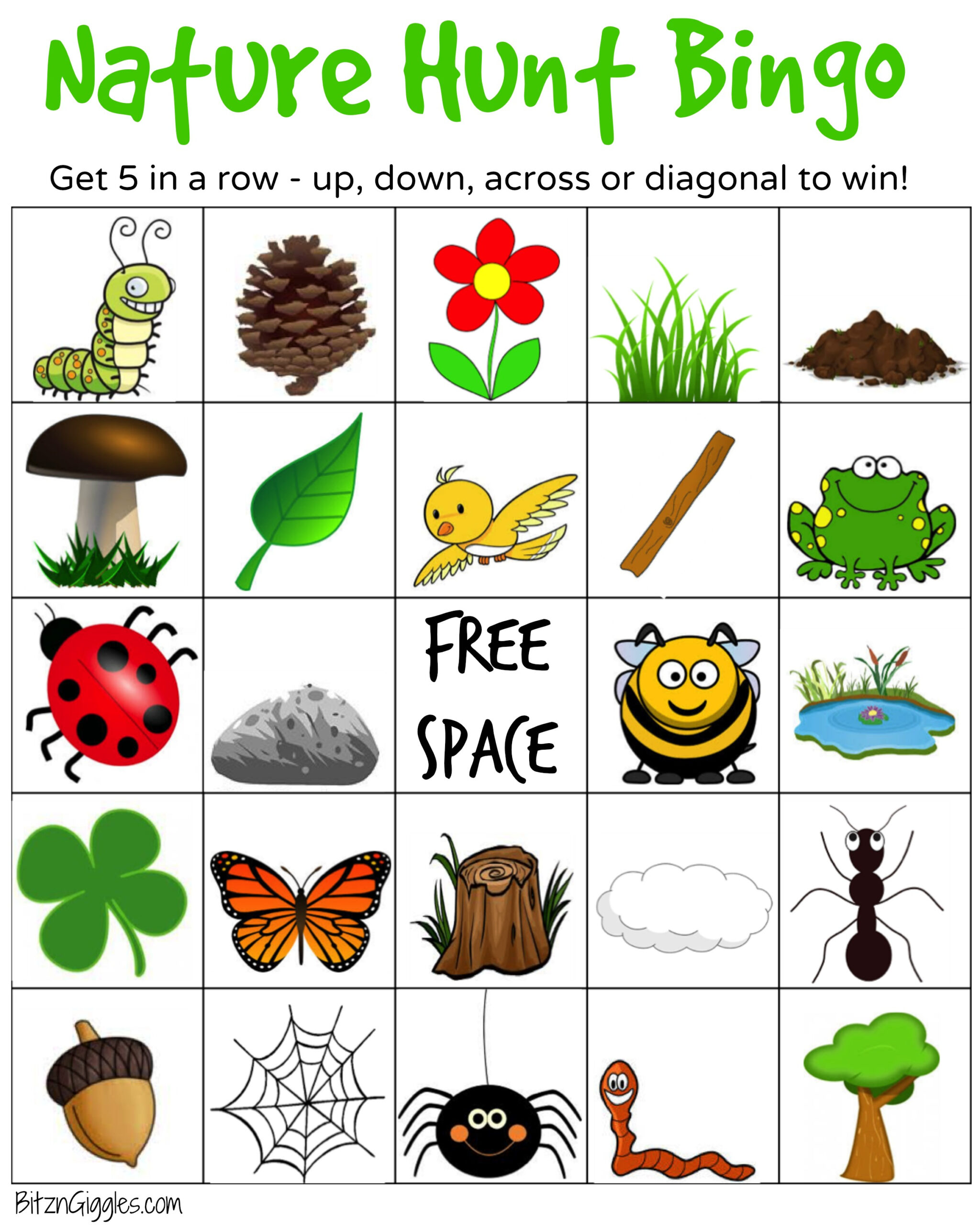 Nature Bingo! - Tree House Learning throughout Nature Walk Bingo Printable Free