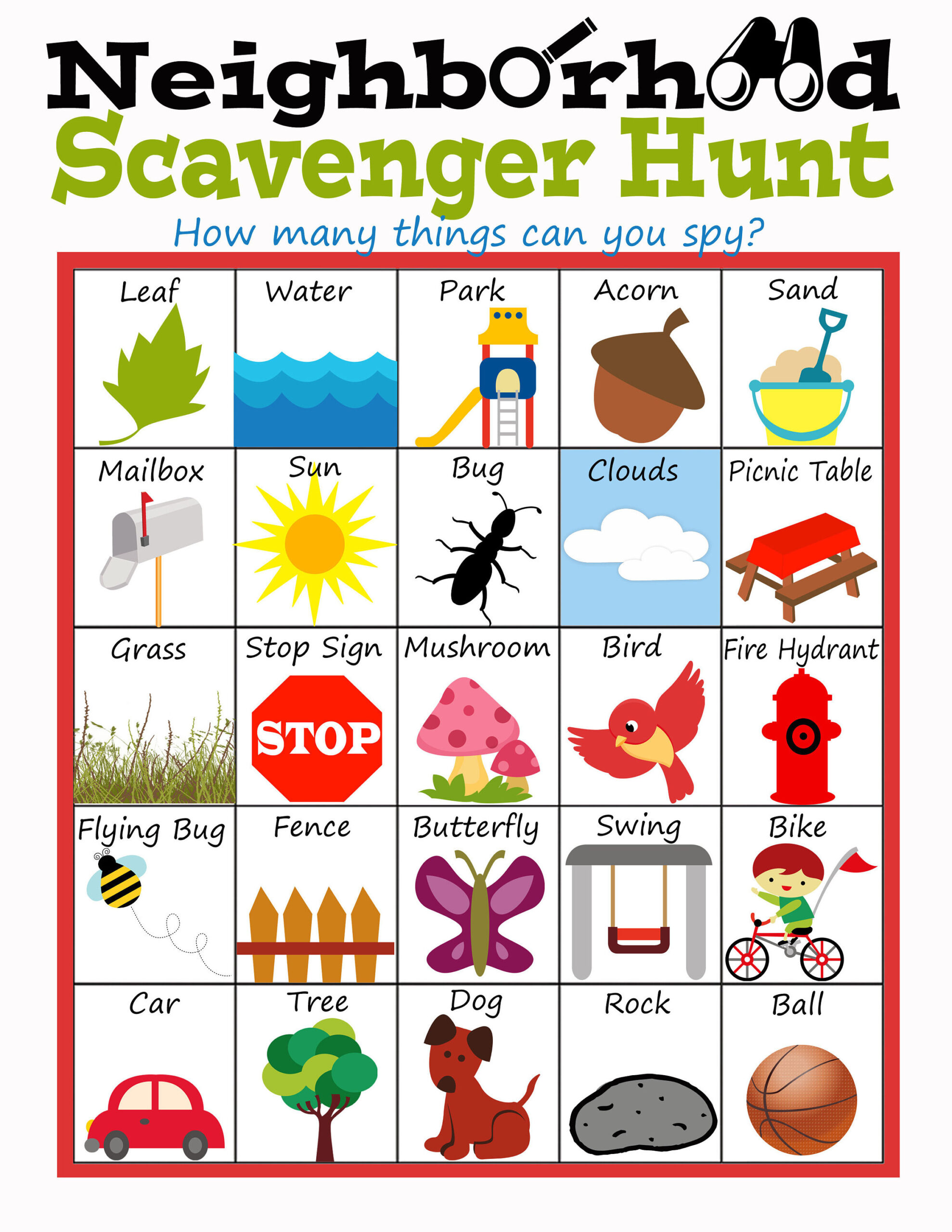 Neighborhood Scavenger Hunt And Summer Bingo - Etsy Canada within Scavenger Hunt Bingo Cards