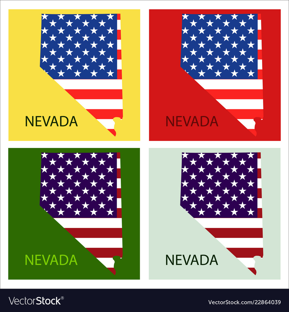 Nevada State Of America With Map Flag Print Vector Image regarding Nevada State Flag Printable