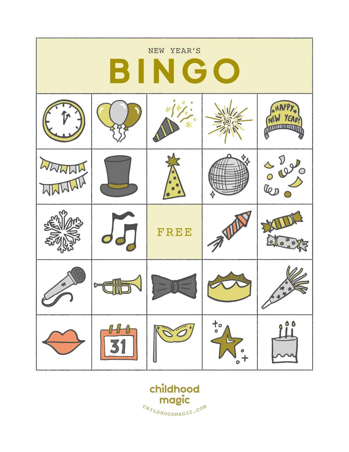 New Year&amp;#039;S Bingo - Childhood Magic regarding New Year&amp;#039;S Bingo Cards