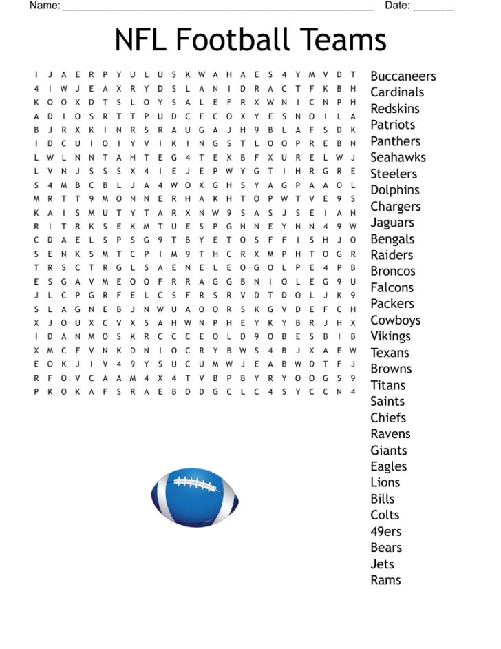 Football Word Search Free Printable