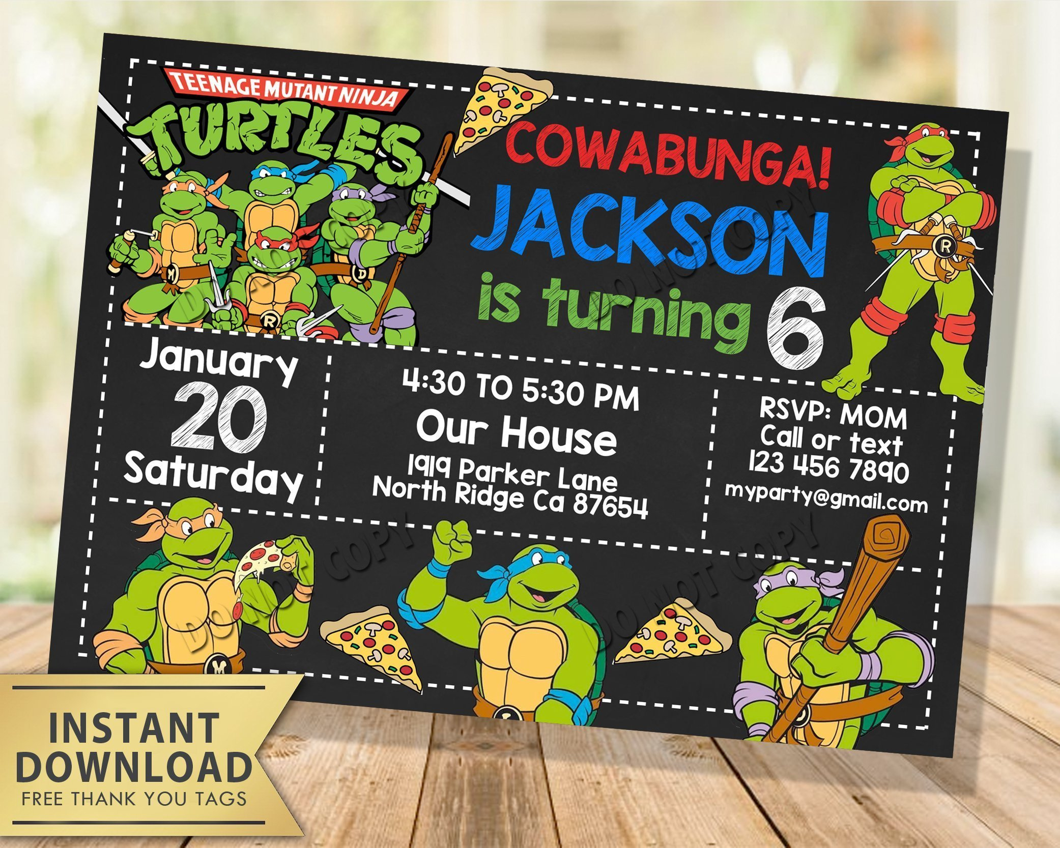 Ninja Turtles Invitation - My Party Templates - Worksheets Library for Free Printable Tmnt Invitations
