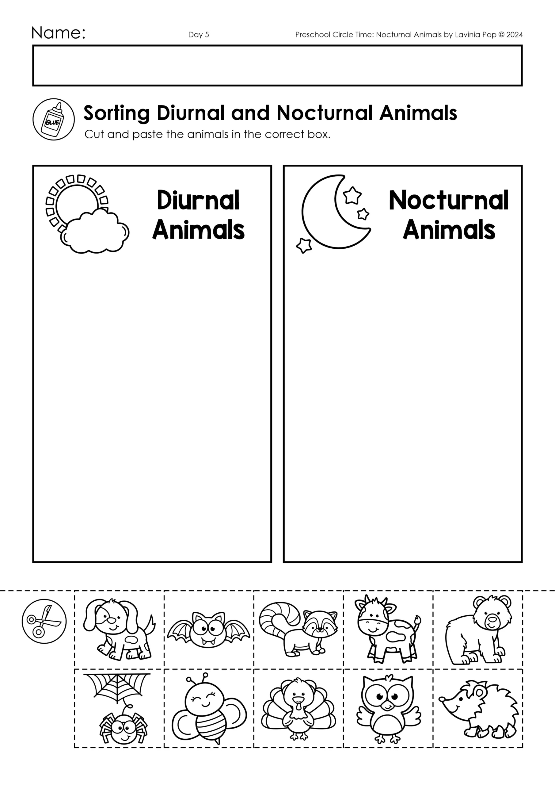 Nocturnal Animals Preschool Circle Time Plan pertaining to Free Printable Nocturnal Animals Worksheets