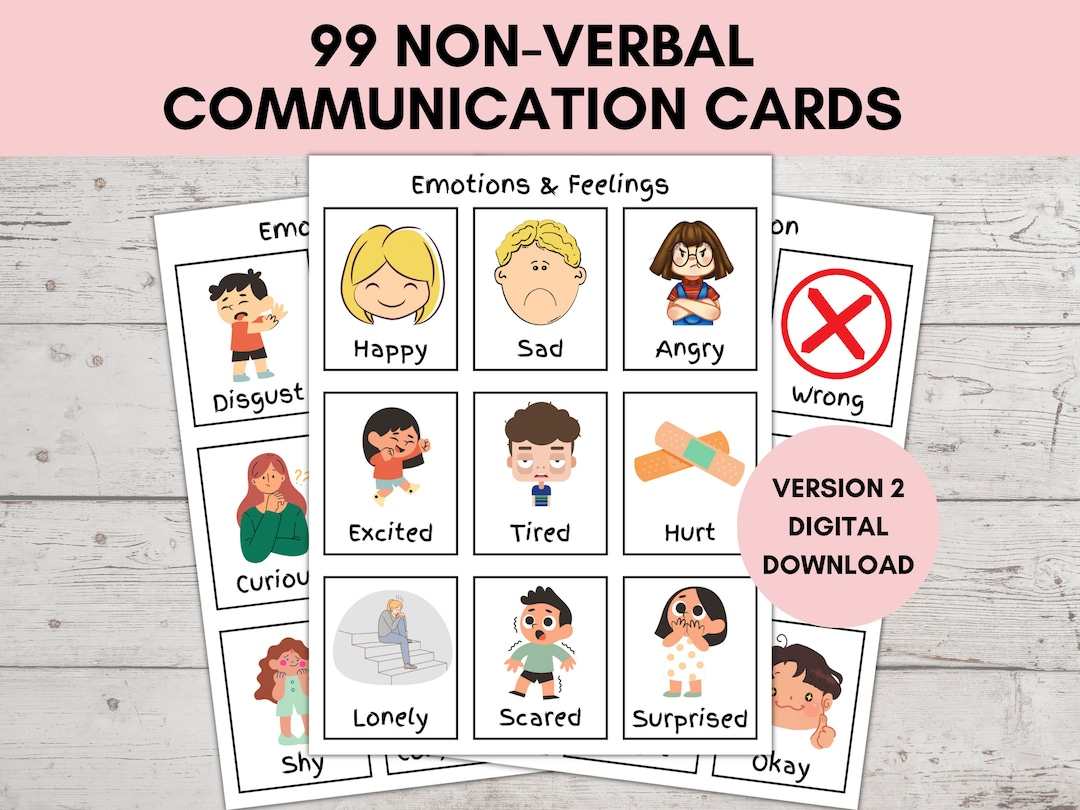 Nonverbal Communication Cards, Visual Board, Flash Cards Special in Free Printable Non Verbal Communication Cards