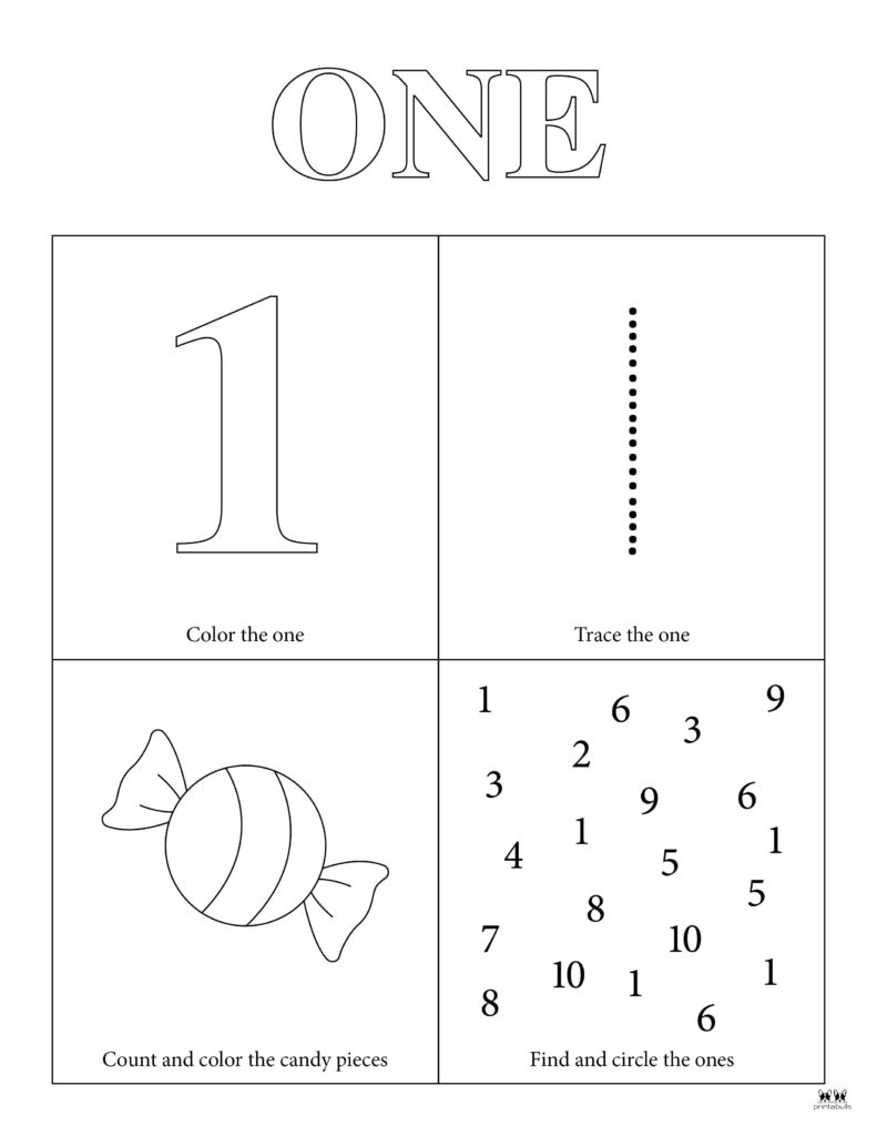 Number 1 Tracing Worksheets - 15 Free Pages | Printabulls for Number One Worksheet Printable