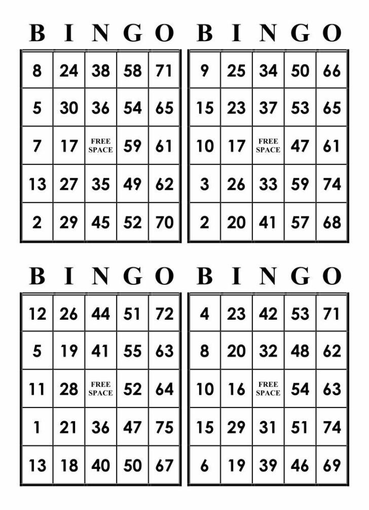 Bingo Cards to Print For Free With Numbers