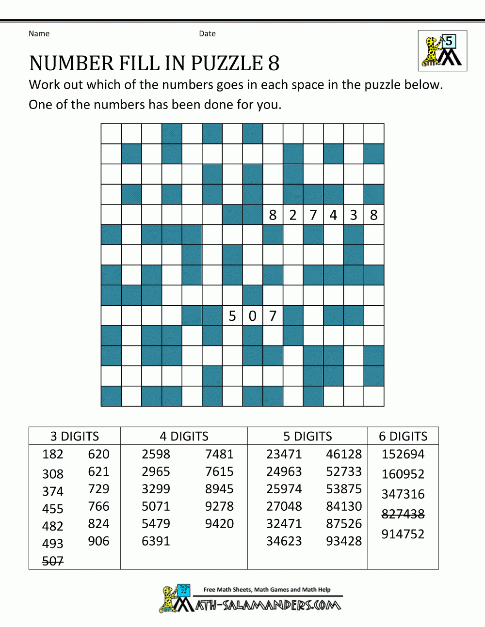 Number Fill In Puzzles pertaining to Free Printable Word Fill Ins