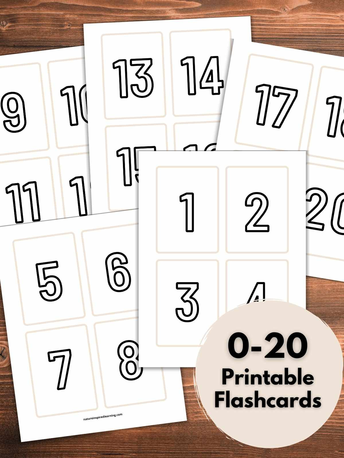 Number Flashcards 1-20 - Nature Inspired Learning regarding Number Cards 1 20 Free Printable