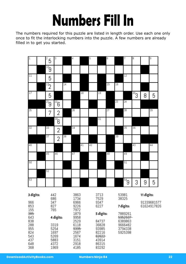 Free Printable Fill It in Puzzles