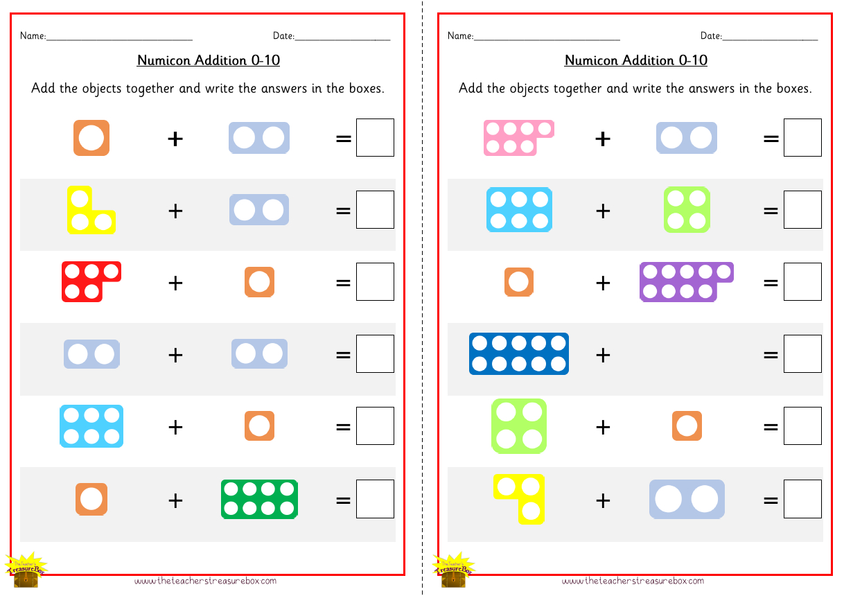 Numicon Addition Worksheet 0-10 throughout Free Printable Numicon Worksheets