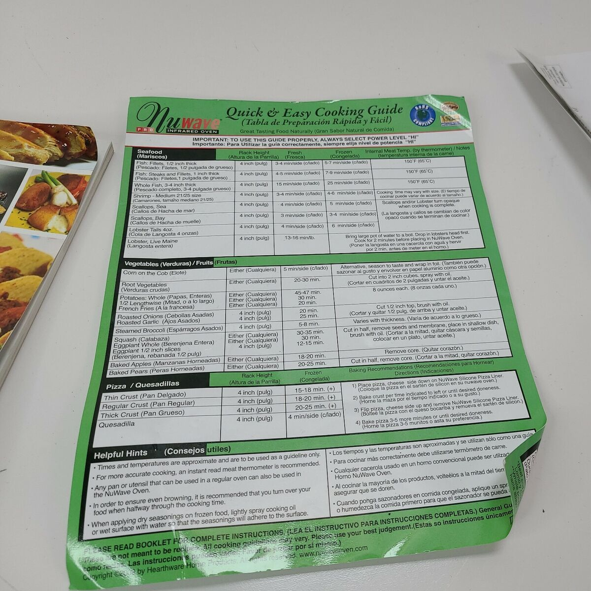 Nuwave Pro Infrared Oven Quick Easy Cooking Guide &amp;amp; Cookbook in Free Printable Printable Nuwave Oven Cooking Chart