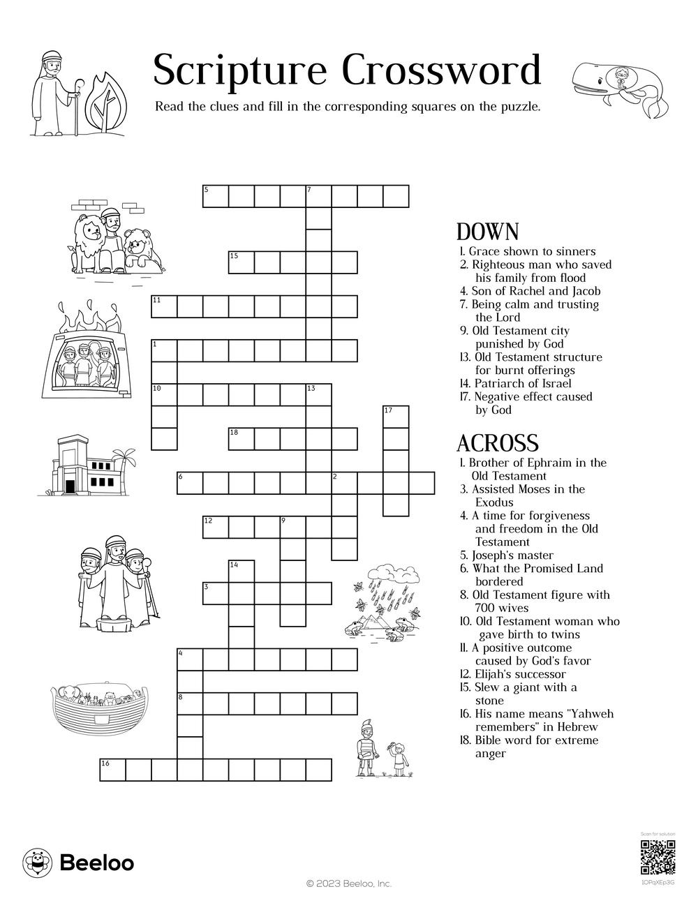 Old Testament-Themed Crossword Puzzles • Beeloo Printable Crafts inside Bible Crossword Puzzle Printable