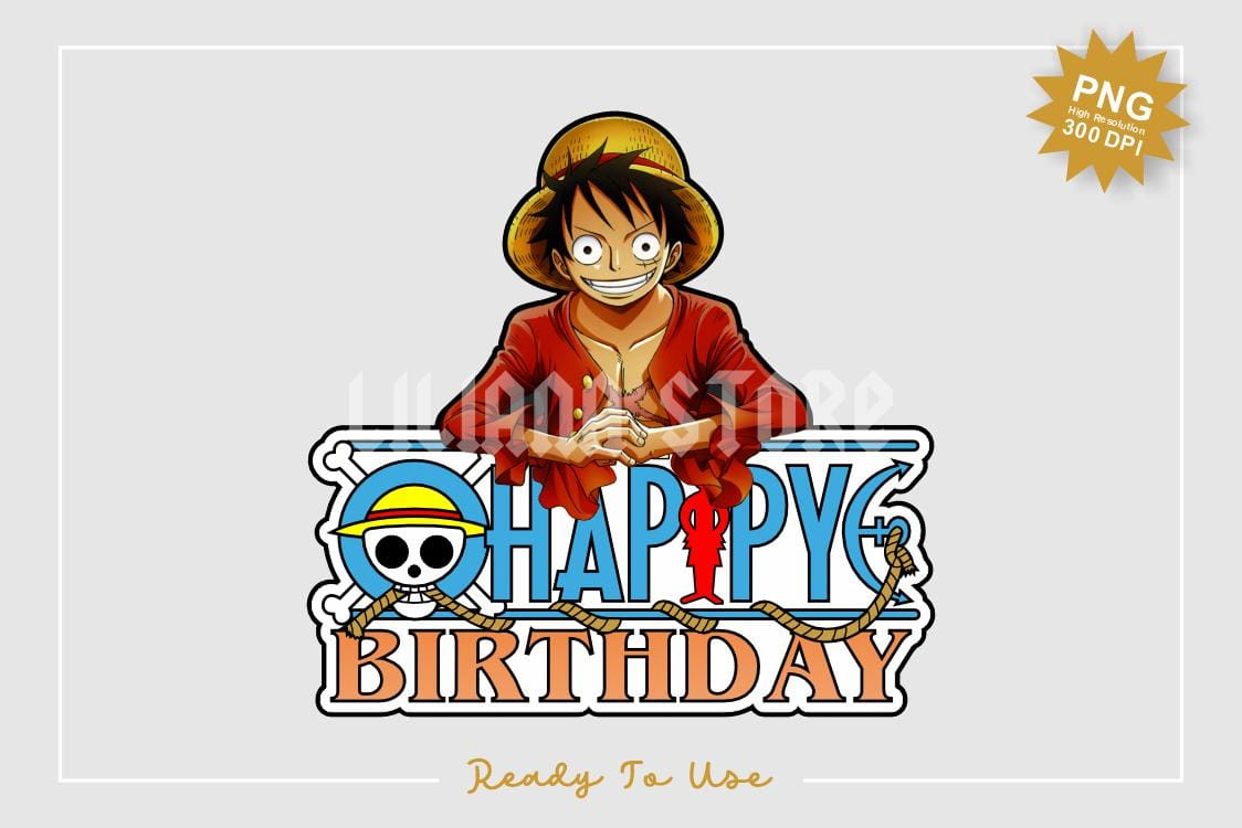 One Piece Birthday Cake Topper Printable Png - Gravectory within One Piece Cake Topper Printable