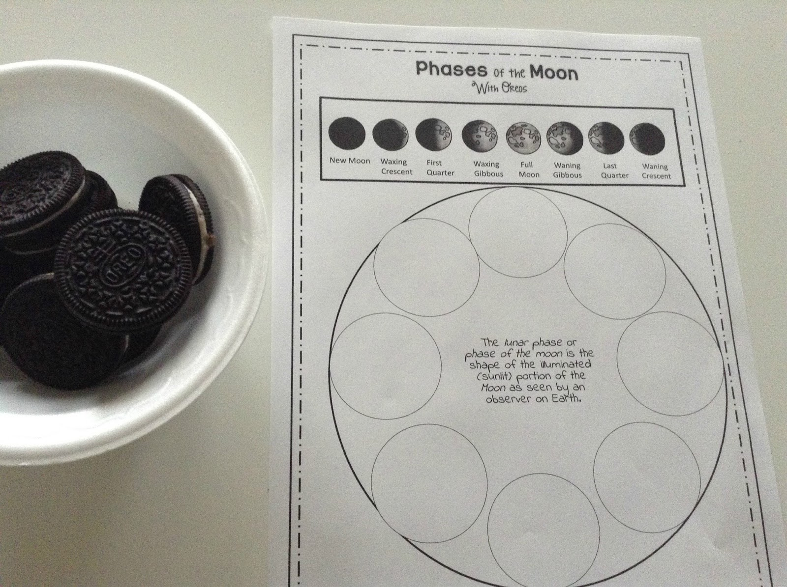 Oreo Moon Activity - Free Printable! - - Worksheets Library throughout Printable Oreo Moon Phases Worksheet