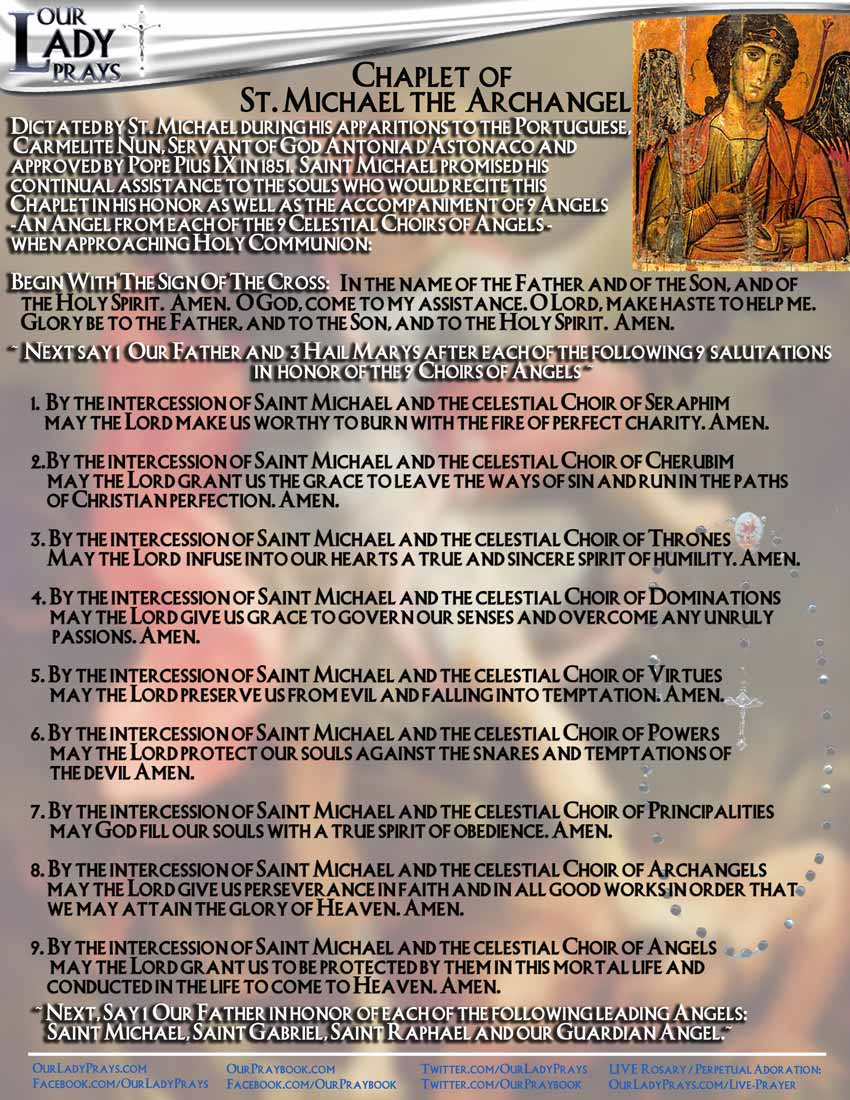 Our Lady Prays – Categories – Prayers for Printable St Michael Chaplet