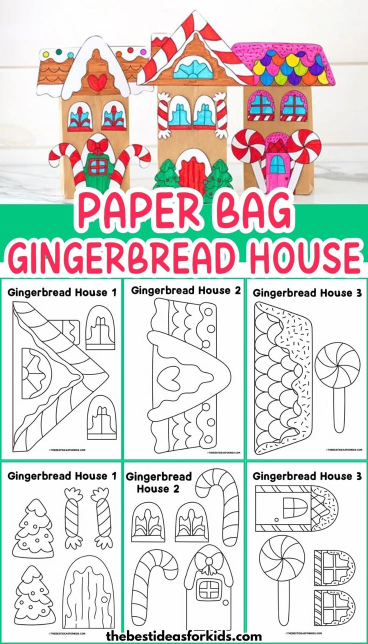 Paper Bag Gingerbread House Templates in Paper Bag Gingerbread House Free Printable