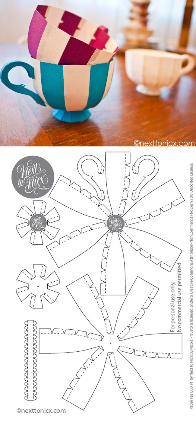 Paper Tea Cups #1 for Free Printable 3D Tea Cup Template
