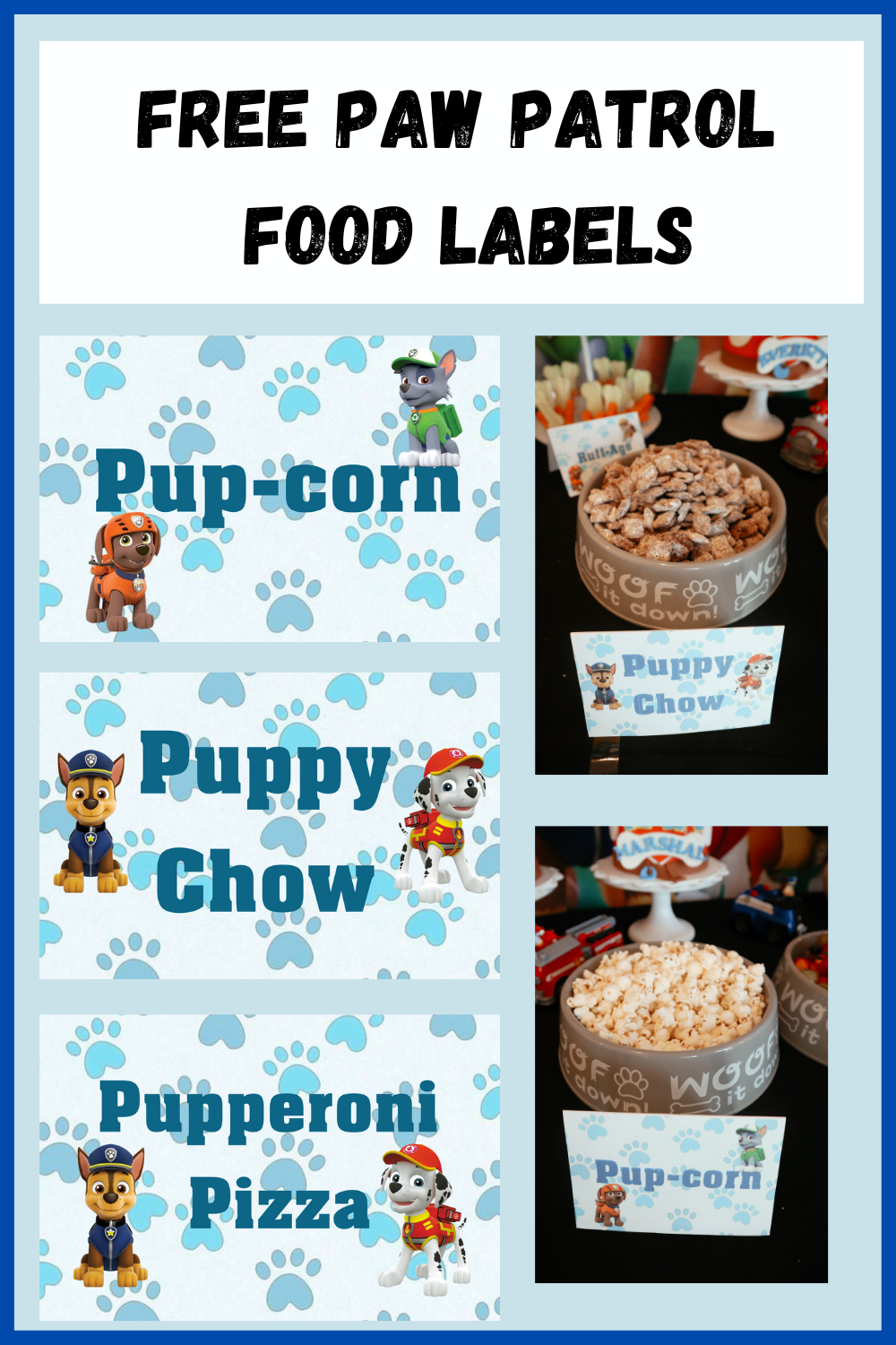 Paw Patrol Party Food Labels with Paw Patrol Food Labels Free Printables