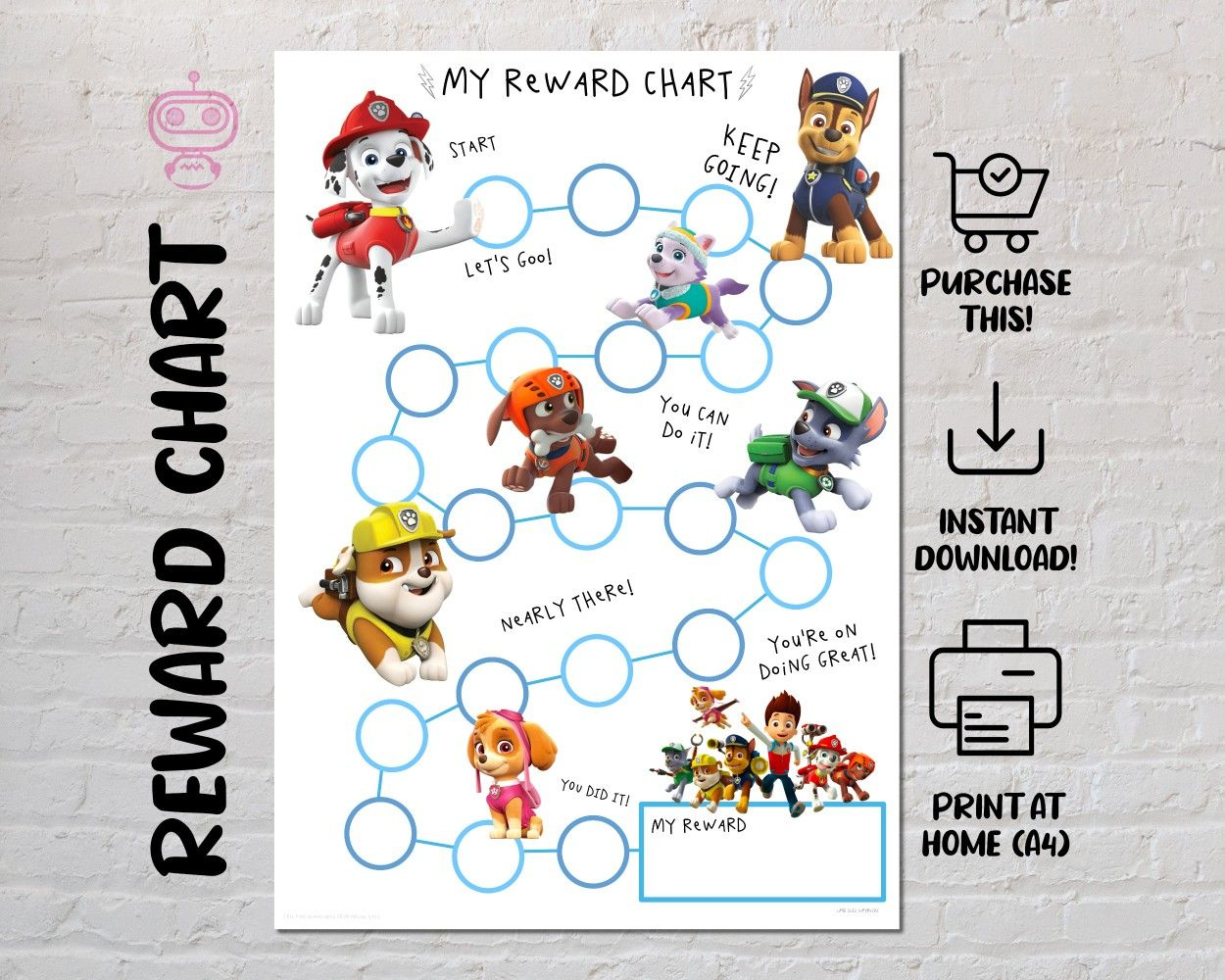 Paw Patrol Reward Chart inside Free Printable Paw Patrol Reward Chart