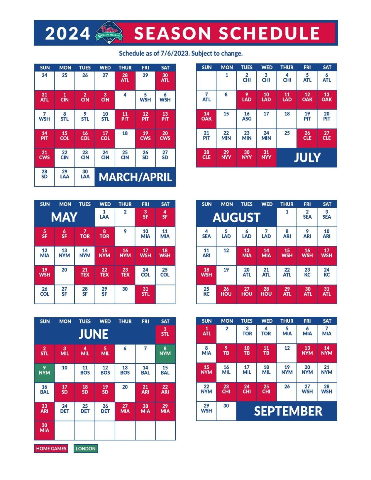 Philadelphia Phillies 2024 Schedule | | Wfmz within Phillies Schedule 2025 Printable Free