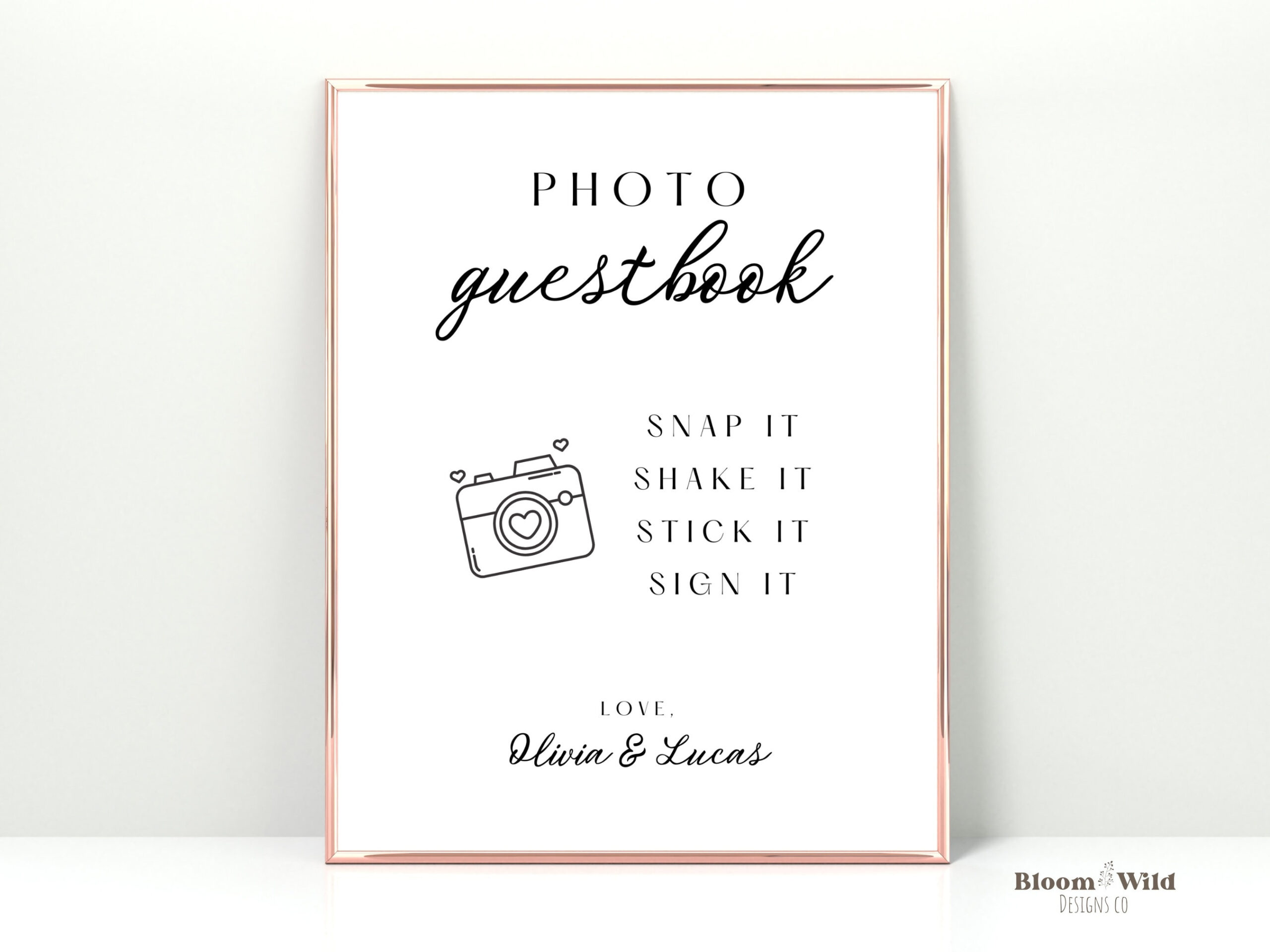 Photo Guestbook Sign Canva, Polaroid Wedding Template Sign, Canva in Polaroid Guest Book Sign Printable Free