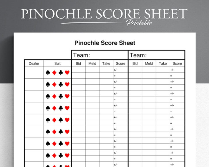 Free Printable Pinochle Score Sheet