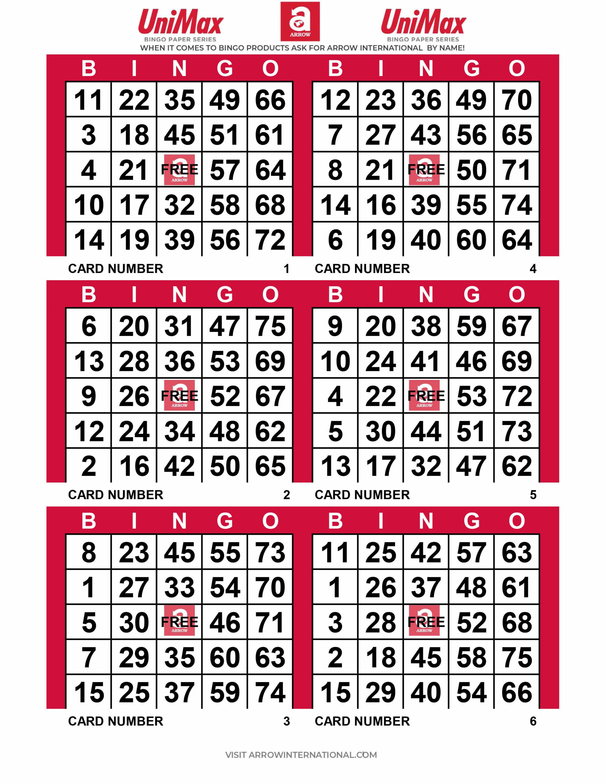 Play At Home Bingo Cards | Arrow International inside Bingo Cards 1 75