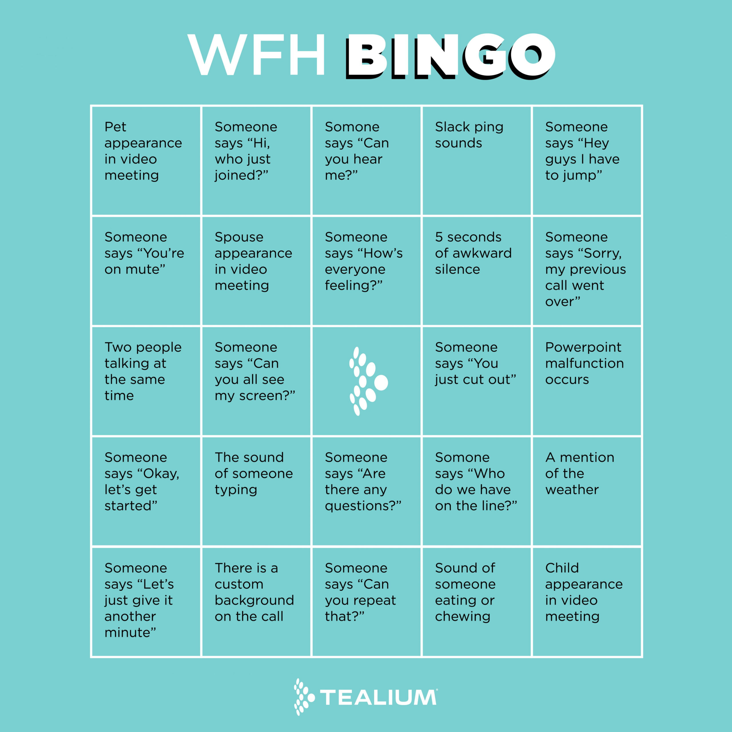 Play Zoom Bingo With Tealium - Tealium intended for Zoom Meeting Bingo Cards