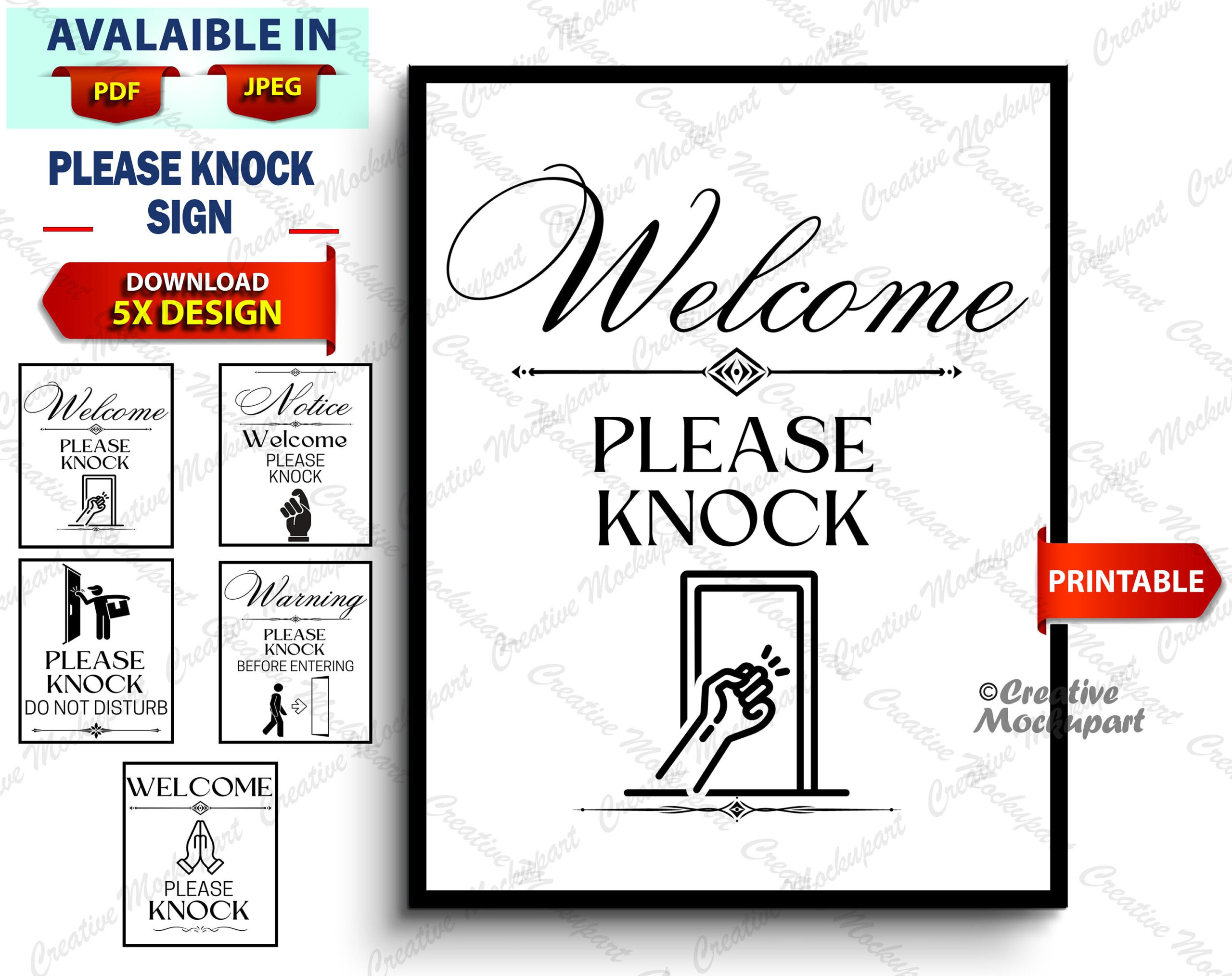 Please Knock Before Entering Sign Printable Pack, Welcome Please inside Free Printable Please Knock Before Entering Printable Sign