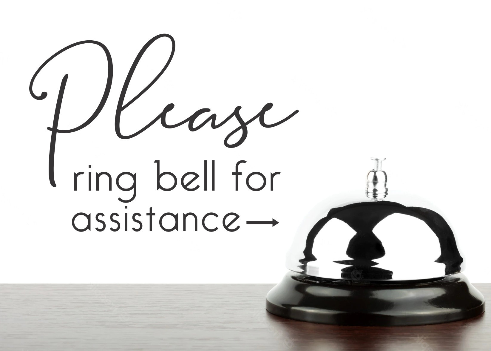 Please Ring Bell For Assistance Decal With Arrow, Ring Service regarding Please Ring Bell For Assistance Printable Free
