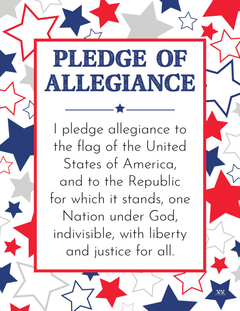 Pledge Of Allegiance Words - 20 Free Printables | Printabulls pertaining to Pledge of Allegiance Free Printable