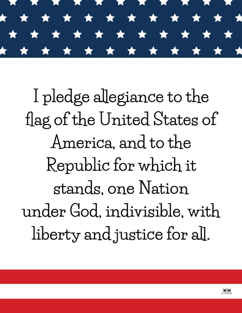 Pledge Of Allegiance Words - 20 Free Printables | Printabulls with Pledge Of Allegiance Free Printable