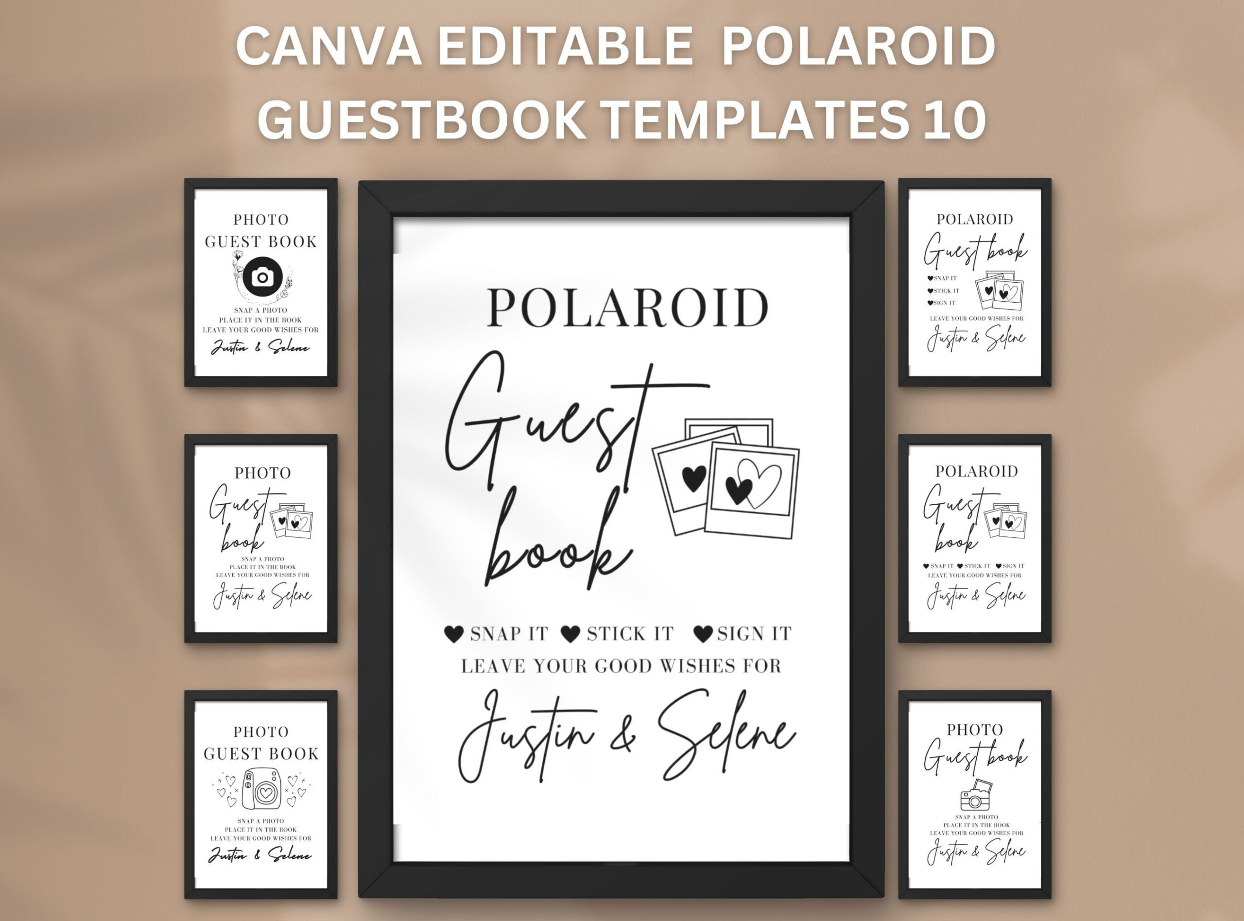 Polaroid Guest Book Sign Photo Guestbook Sign Printable Canva with Polaroid Guest Book Sign Printable Free