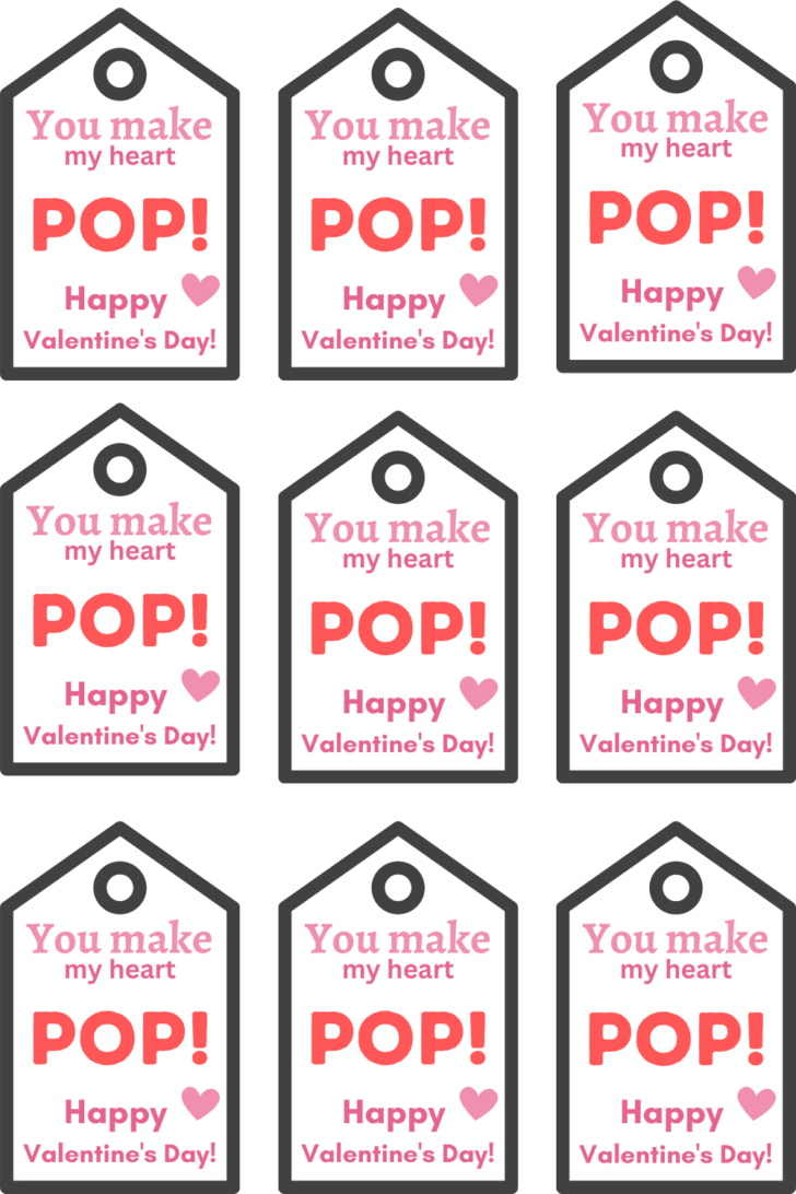 Pop It Valentine Printable Free