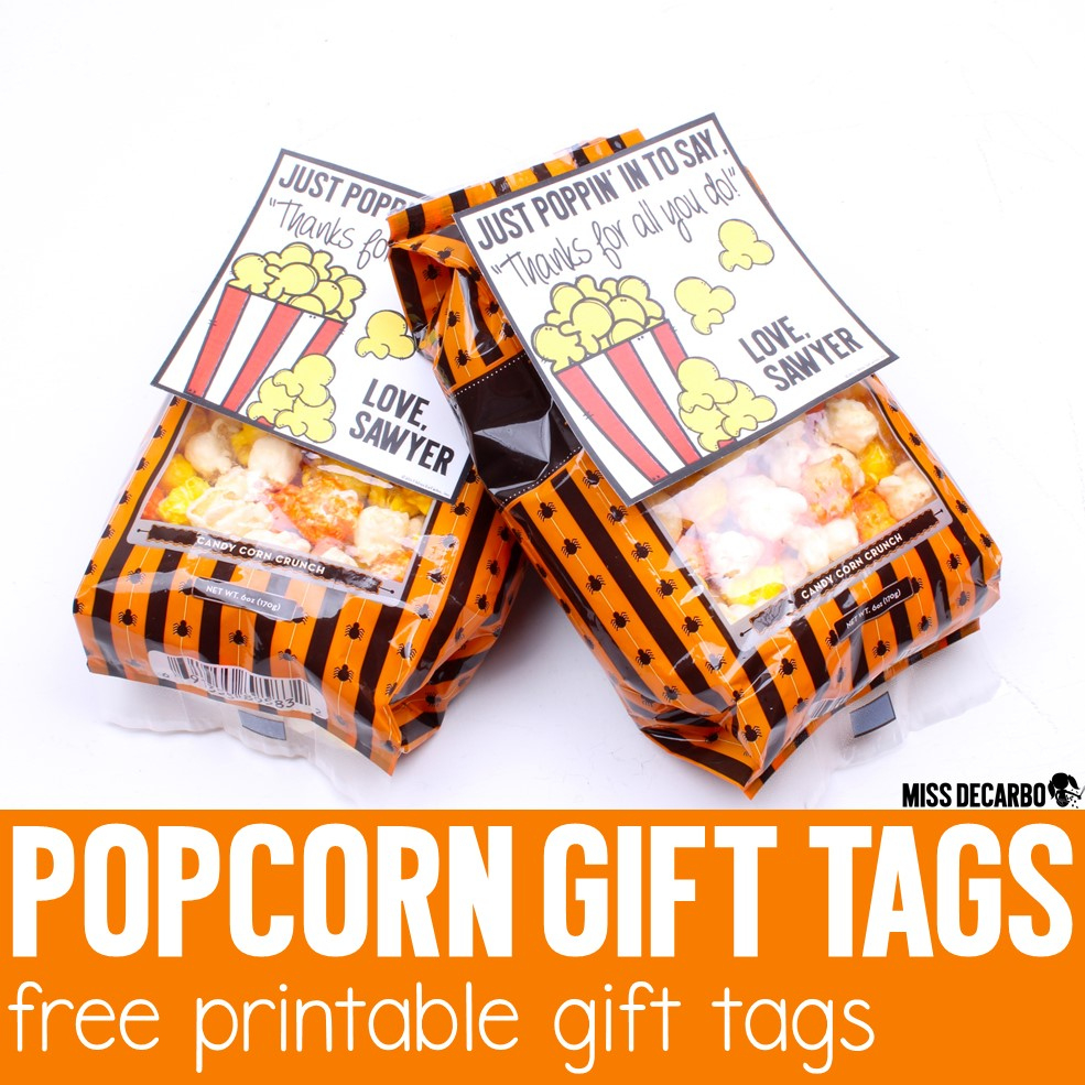 Popcorn Gift Tags - Miss Decarbo throughout Free Printable Popcorn Gift Tags