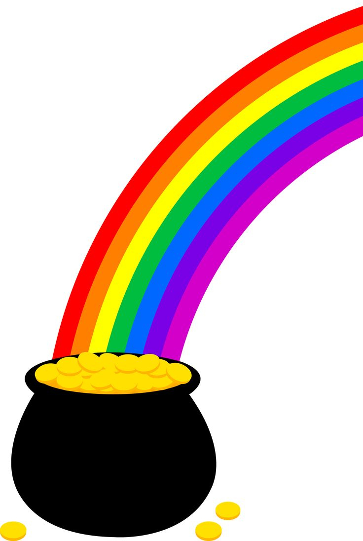 Pot Of Gold With Rainbow - Free Clip Art within Printable Rainbow Pot of Gold