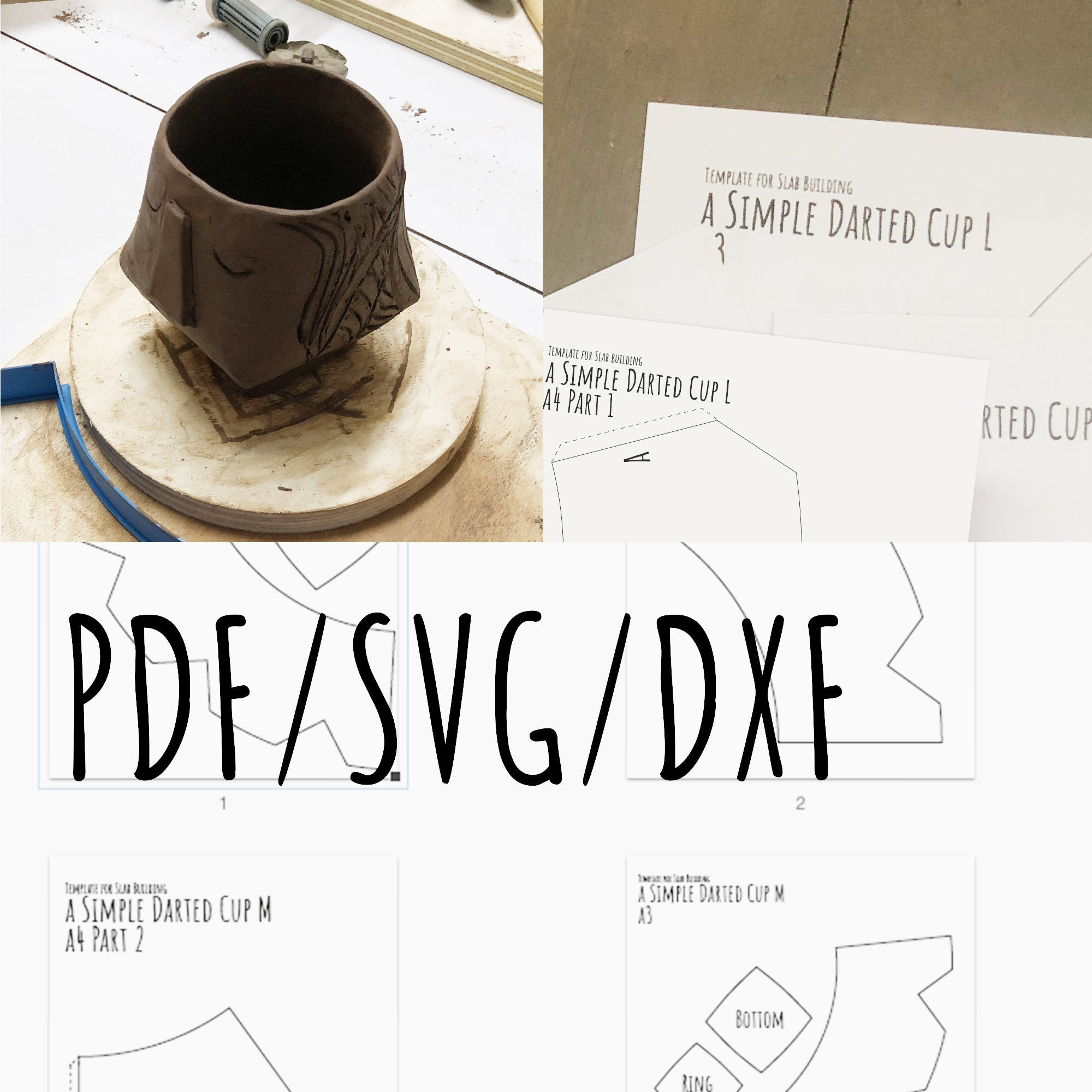 Pottery Template For Slab Building A Simple Darted Cup Svg Pdf Dxf in Slab Pottery Templates Printable