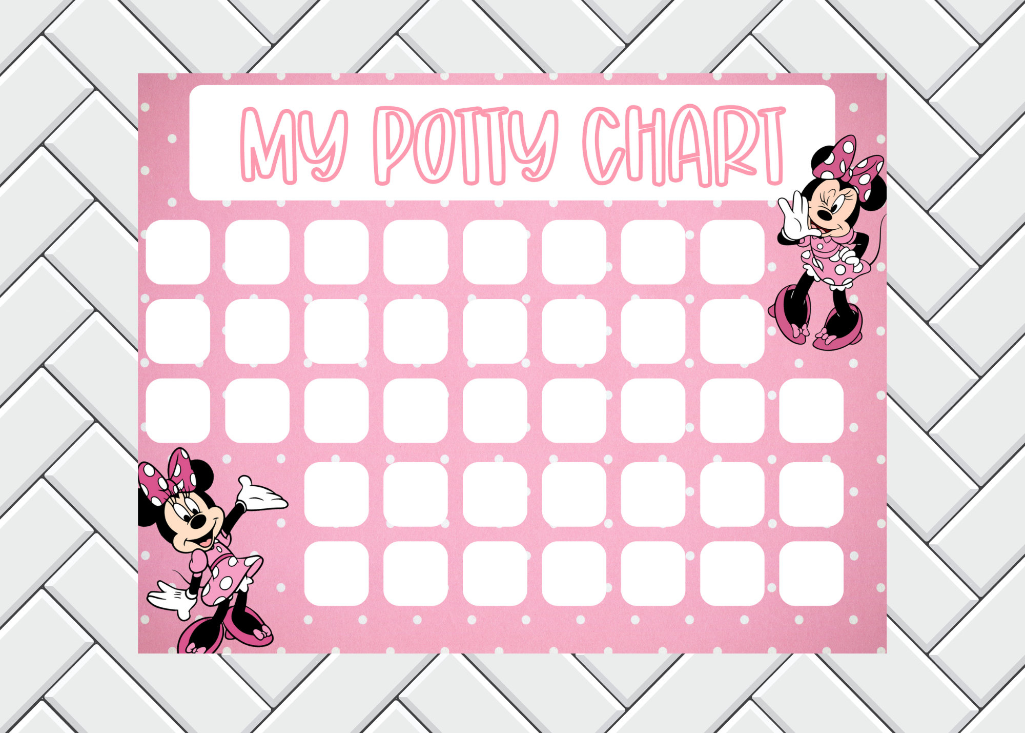 Potty Training Chart - Sticker Chart - Kids Reward Chart - Minnie regarding Free Printable Minnie Mouse Potty Chart