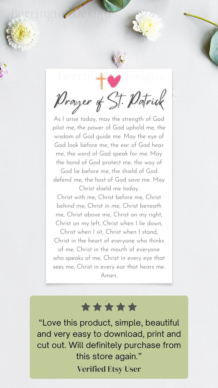 Prayer Of Saint Patrick, Printable Prayer Card, St. Patrick&amp;#039;S inside Printable Prayer Of St Patrick