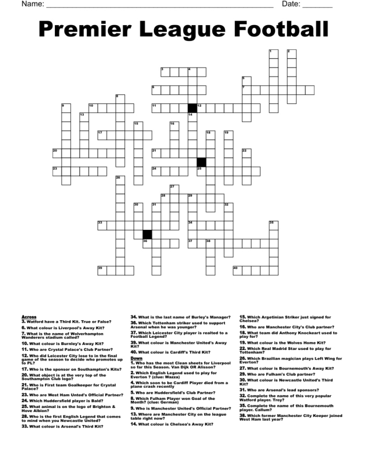 Premier Crossword Puzzle Printable