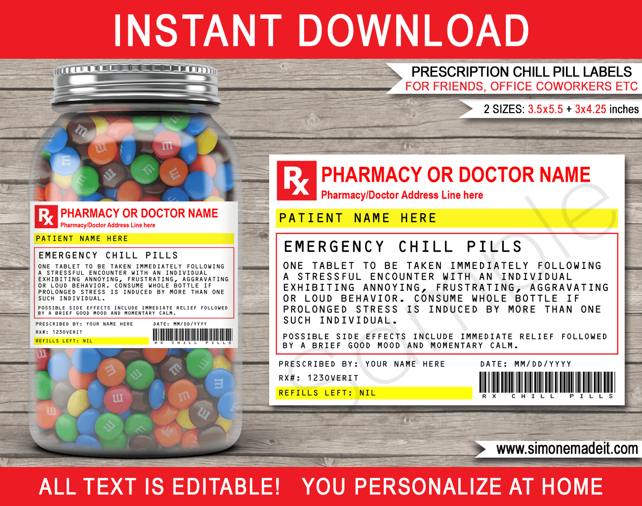 Prescription Chill Pills Labels - For Jars regarding Free Printable Chill Pill Jar Label Printable