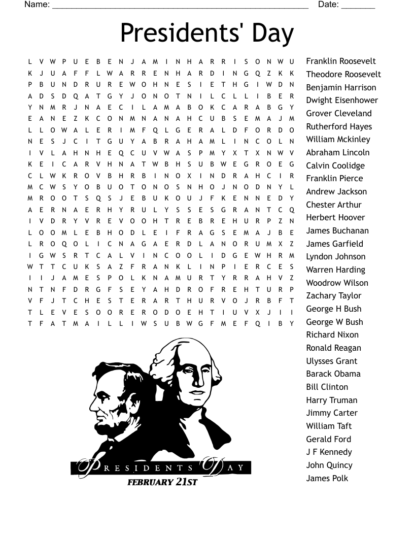 Presidents&amp;#039; Day Word Search - Wordmint in Free Printable Presidents Day Word Search