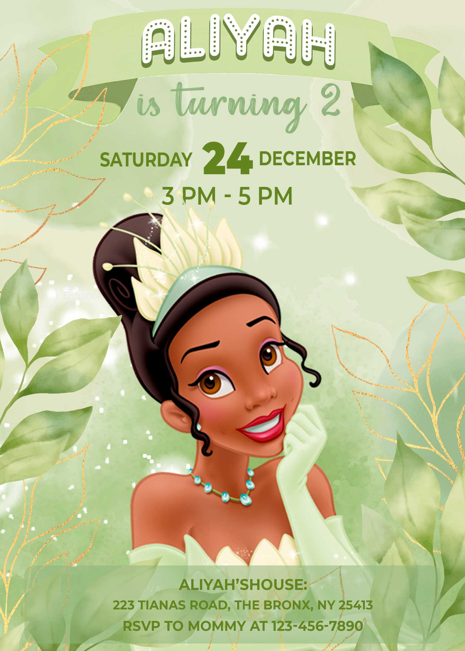 Princess And The Frog Birthday Invitation | Free Backside | 24H Ready inside Free Printable Princess Tiana Invitation Template