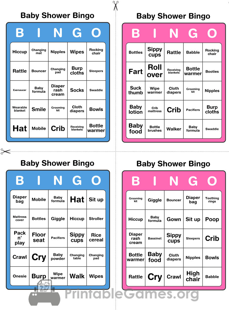 Printable Baby Shower Bingo - 50 Cards (Pink And Blue) in 50 Free Printable Baby Bingo Cards