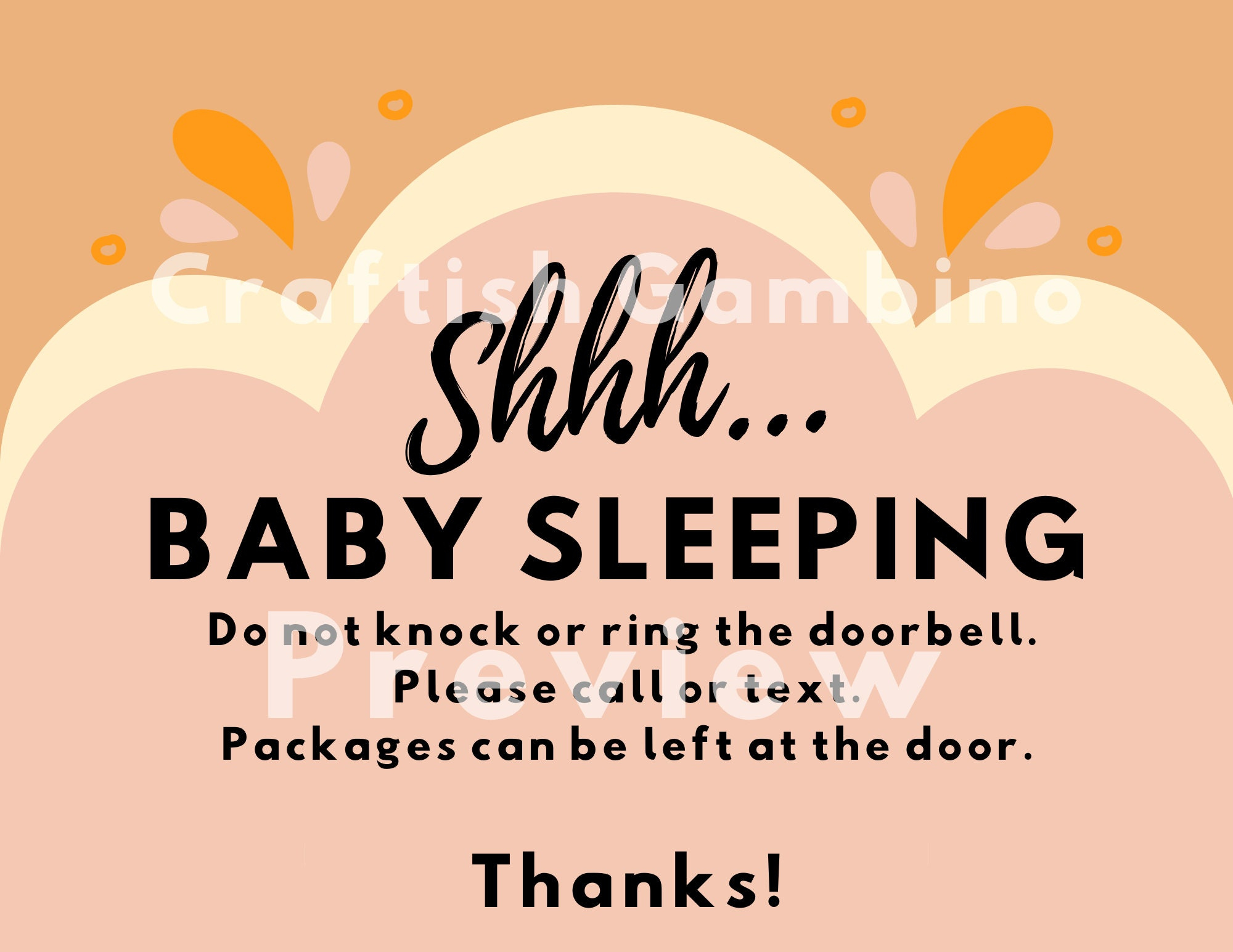 Printable Baby Sleeping Sign, Groovy Colorway - Etsy in Baby Sleeping Sign Printable