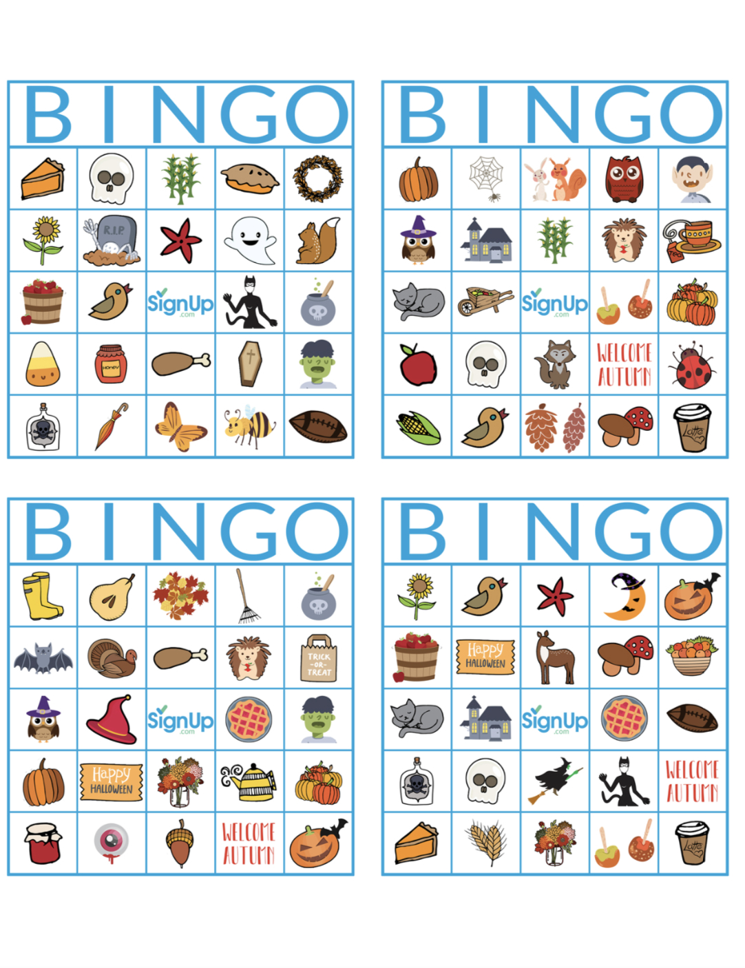 Printable Bingo Cards: Fun Fall Classroom Party Activity | Signup within Free Printable Picture Bingo Cards For Large Groups