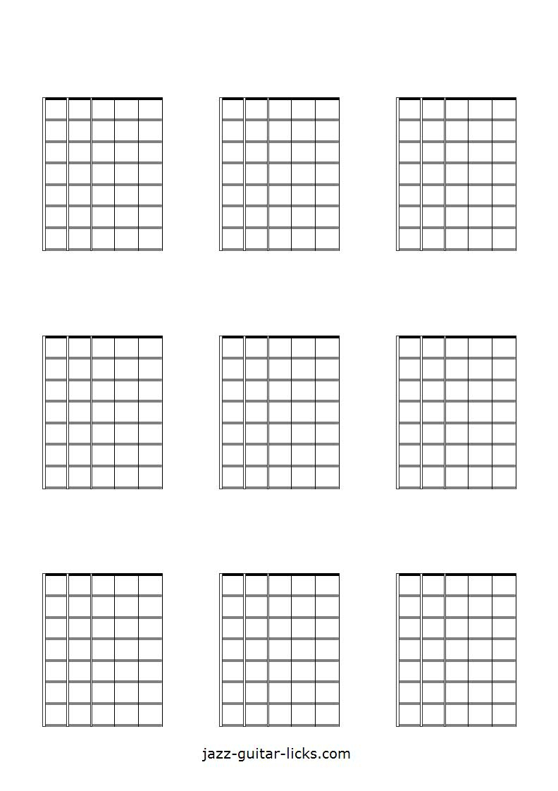 Printable Blank Guitar Neck Diagrams - Chord &amp;amp; Scale Charts with Free Printable Blank Guitar Blank Fretboard Chart