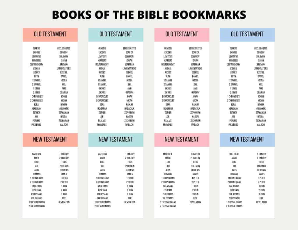 Printable Books Of The Bible Bookmarks - My Printable Faith inside Free Printable Books of the Bible Chart Printable